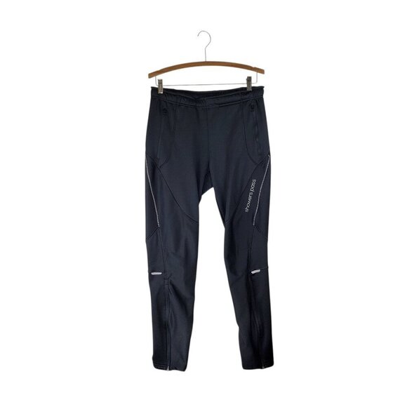 Showers Pass Other - Showers Pass Fleece Lined Track Pants Black Reflective Leg Zipper Mens Medium